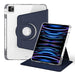 iPad Pro 360 Rotation Detachable Clear Acrylic Leather Tablet Case(Dark Blue) - Mobile Gadget HQ