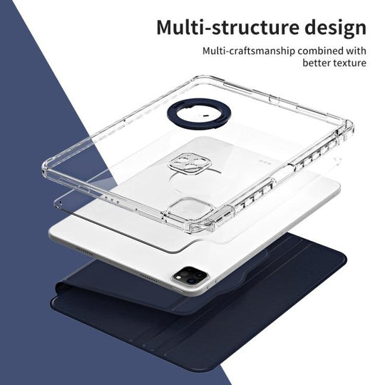iPad Pro 360 Rotation Detachable Clear Acrylic Leather Tablet Case(Dark Blue) - Mobile Gadget HQ