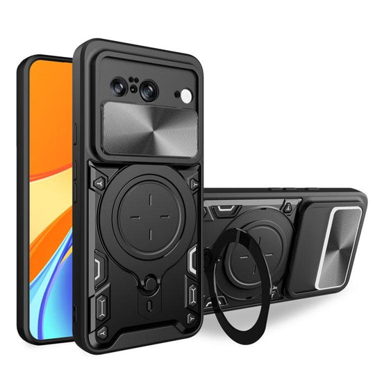 Google Pixel 8 5G CD Texture Sliding Camshield Magnetic Holder Phone Case(Black) - Mobile Gadget HQ