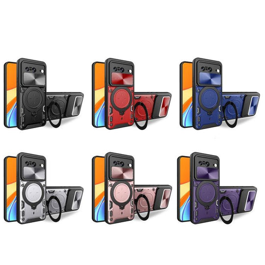 Google Pixel 8 5G CD Texture Sliding Camshield Magnetic Holder Phone Case(Black) - Mobile Gadget HQ