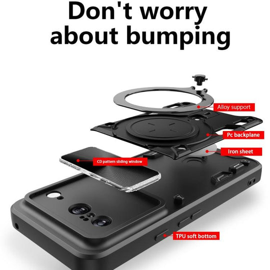 Google Pixel 8 5G CD Texture Sliding Camshield Magnetic Holder Phone Case(Black) - Mobile Gadget HQ