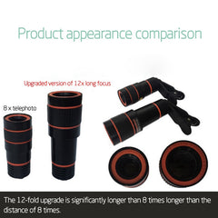12X Zoom Optical Mobile Phone Telephoto Lens with Clips - Mobile Gadget HQ