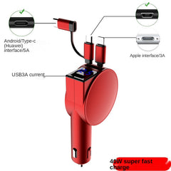 3 IN 1 Multi-Function Car Phone Charger Retractable USB C Fast Car Charger - Mobile Gadget HQ