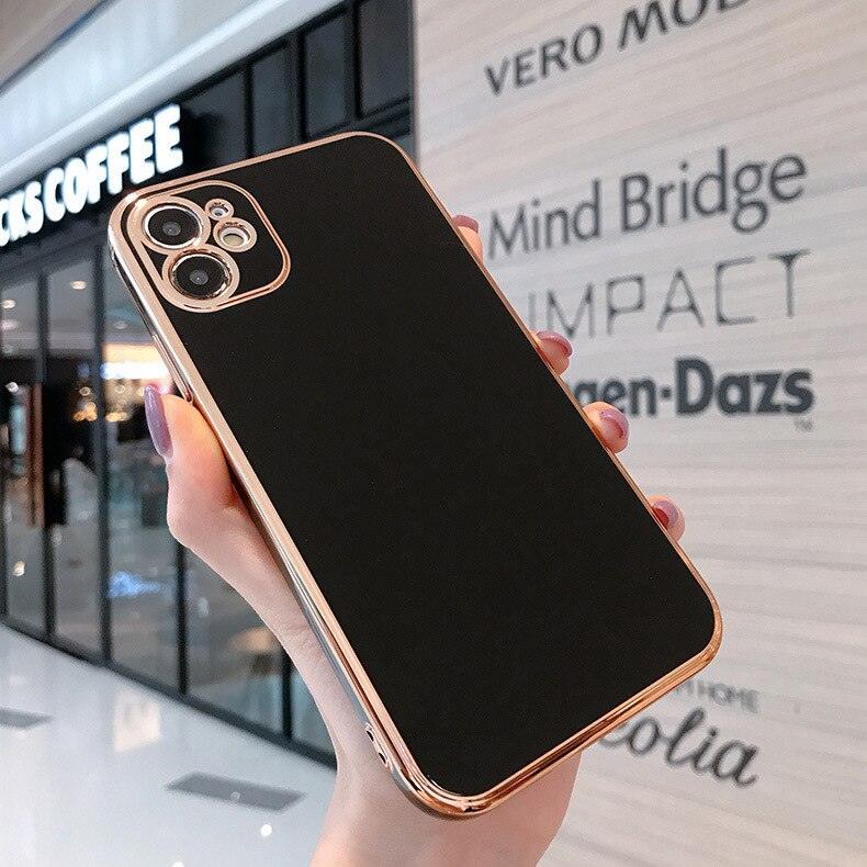 Electroplated Soft Cover Case with Camera Lens Protection Cover - Mobile Gadget HQ