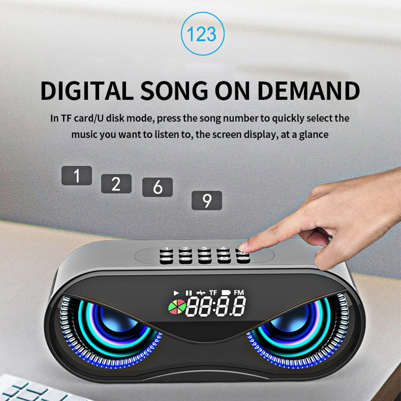 Owl Design Bluetooth Speaker w/LED Lights Alarm Clock - Mobile Gadget HQ