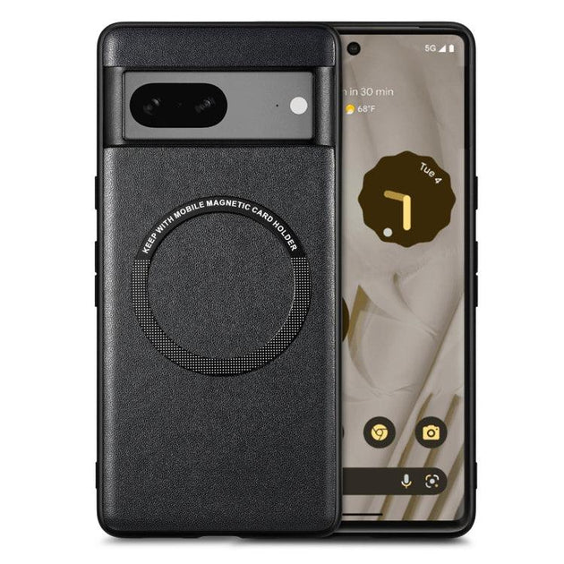 For Google Pixel 7 Solid Color Magsafe Leather Phone Case(Black) - Mobile Gadget HQ