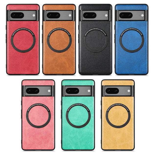 For Google Pixel 7 Solid Color Magsafe Leather Phone Case(Pink) - Mobile Gadget HQ
