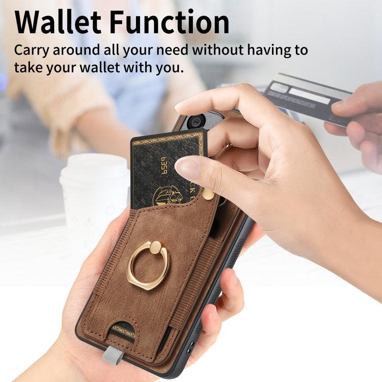For Google Pixel 8 Pro Retro Skin-feel Ring Card Bag Phone Case with Hang Loop(Brown) - Mobile Gadget HQ