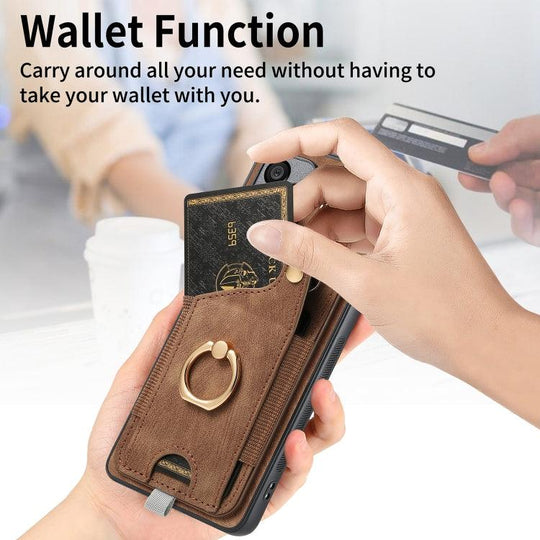 For Google Pixel 8 Pro Retro Skin-feel Ring Card Bag Phone Case with Hang Loop(Brown) - Mobile Gadget HQ