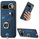 For Google Pixel 8 Pro Retro Skin-feel Ring Card Bag Phone Case with Hang Loop(Blue) - Mobile Gadget HQ