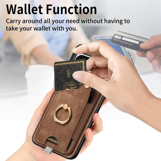 For Google Pixel 8 Retro Skin-feel Ring Card Bag Phone Case with Hang Loop(Brown) - Mobile Gadget HQ