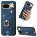 For Google Pixel 8 Retro Skin-feel Ring Card Bag Phone Case with Hang Loop(Blue) - Mobile Gadget HQ
