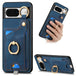 For Google Pixel 8 Retro Skin-feel Ring Card Bag Phone Case with Hang Loop(Blue) - Mobile Gadget HQ
