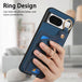 For Google Pixel 8 Retro Skin-feel Ring Card Bag Phone Case with Hang Loop(Blue) - Mobile Gadget HQ
