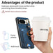For Google Pixel 8 Retro Skin-feel Ring Card Bag Phone Case with Hang Loop(Blue) - Mobile Gadget HQ