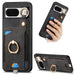For Google Pixel 8 Retro Skin-feel Ring Card Bag Phone Case with Hang Loop(Black) - Mobile Gadget HQ