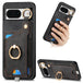 For Google Pixel 8 Retro Skin-feel Ring Card Bag Phone Case with Hang Loop(Black) - Mobile Gadget HQ