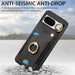 For Google Pixel 8 Retro Skin-feel Ring Card Bag Phone Case with Hang Loop(Black) - Mobile Gadget HQ