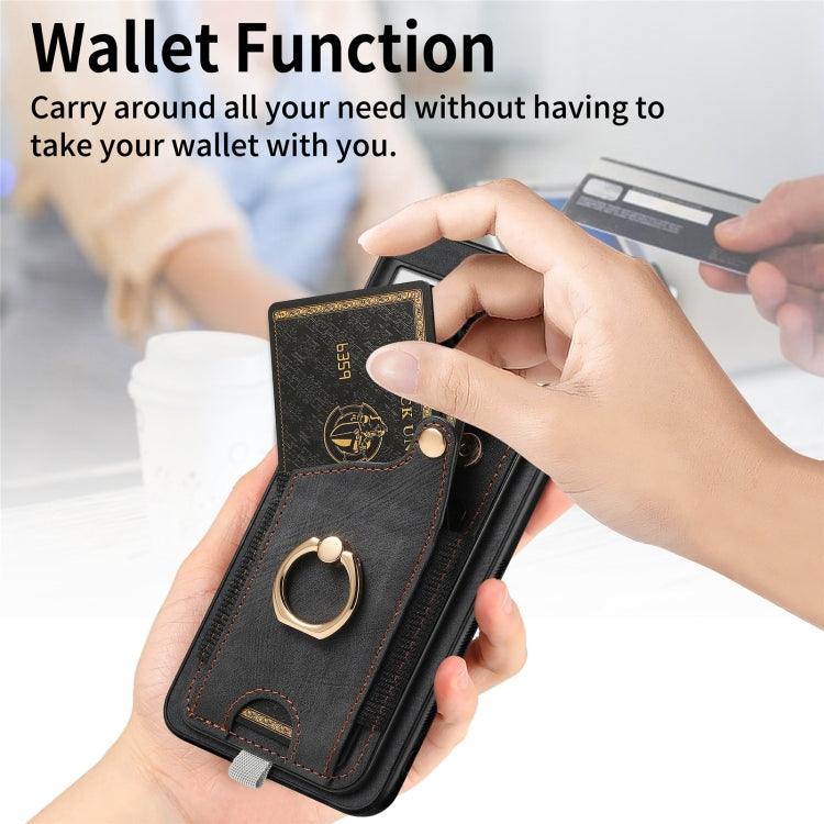 For Google Pixel 8 Retro Skin-feel Ring Card Bag Phone Case with Hang Loop(Black) - Mobile Gadget HQ