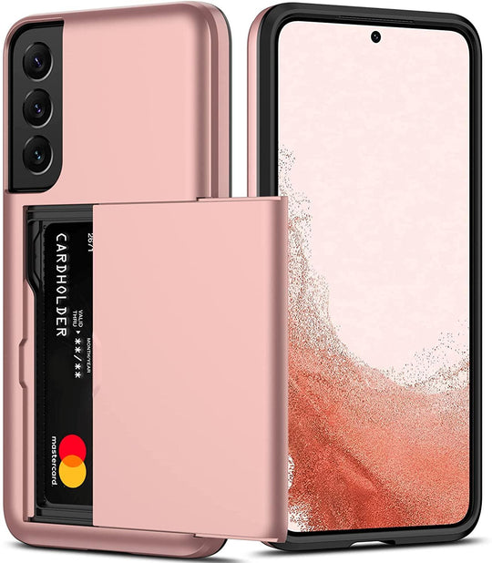 For Samsung Galaxy S22 5G Shockproof Armor Phone Case with Card Slot(Rose Gold) - Mobile Gadget HQ