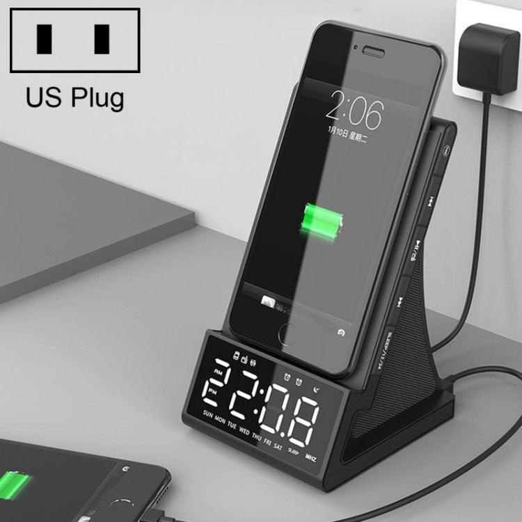 X7 Multifunctional Wireless Charging Bluetooth Speaker with Alarm Clock & Radio & Remote Control, Specification: US Plug - Mobile Gadget HQ