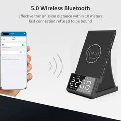 Alarm Clock Radio with Wireless Charging Bluetooth Speaker