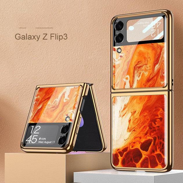 Ultra Thin Hard Plating Glass Shockproof Phone Cover for Samsung Galaxy Z Flip 3 - Mobile Gadget HQ