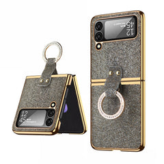 Fancy ring holder case for Galaxy Z Flip4 with glitter design