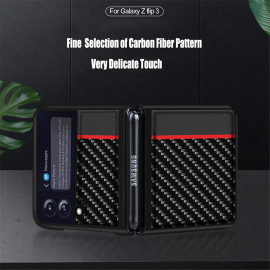 Carbon Fiber Premium PU Leather Phone Case for Galaxy Z Flip - Mobile Gadget HQ