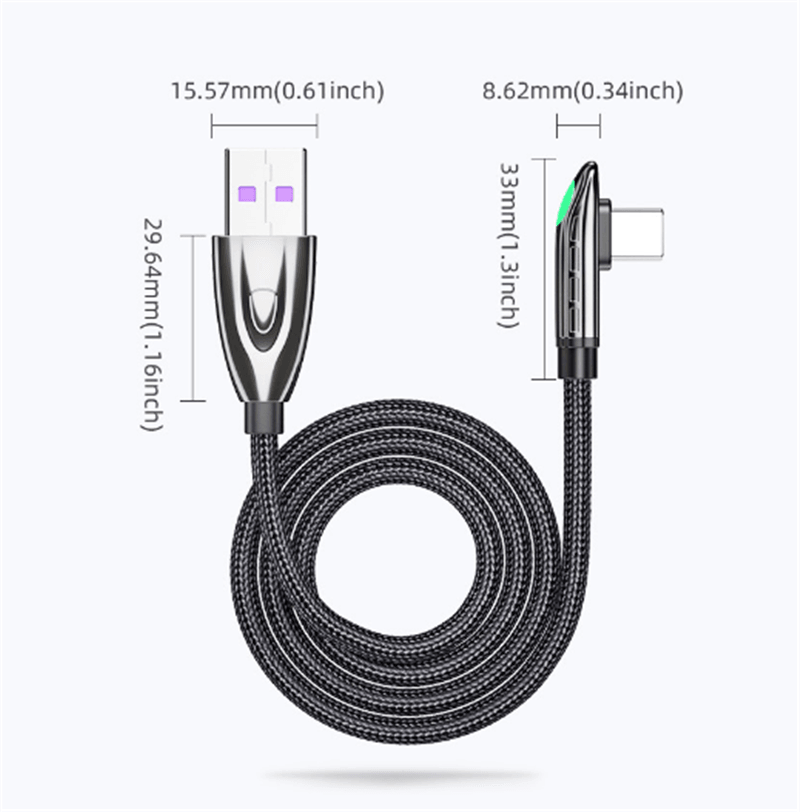 USB C to Type-C Cable Fast Data Cable With Right Angle - Mobile Gadget HQ